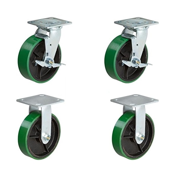 Heavy Duty Casters, 8"x2" Heavy Duty Caster Set -, PK4